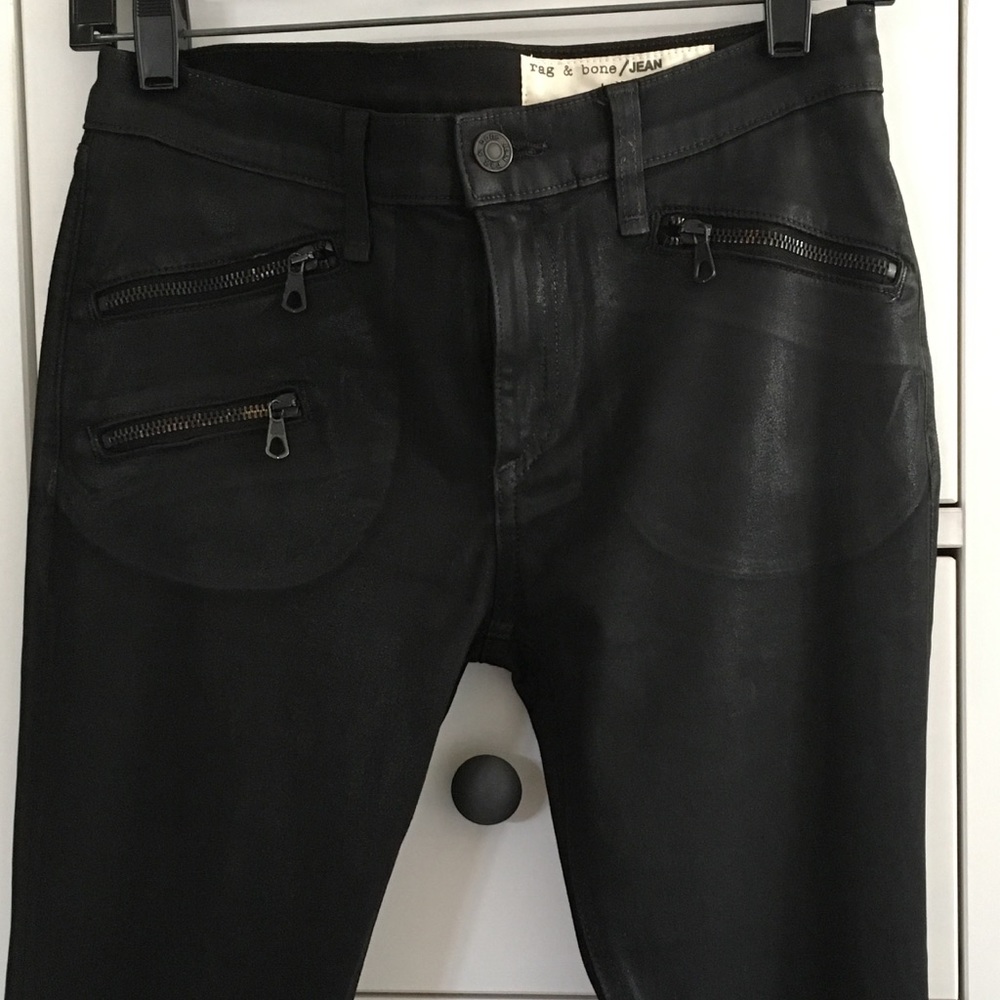 rag & bone coated black denim jeans